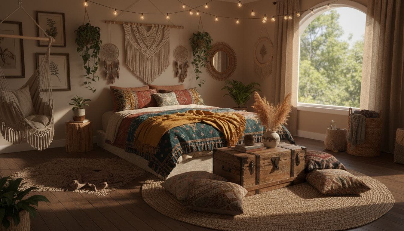 Bohemian interior design generated by AI