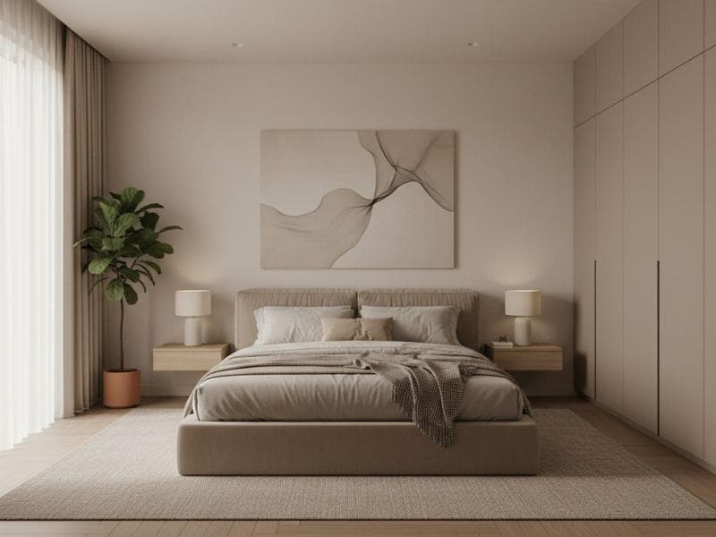 Warm Minimalism bedroom with beige tones
